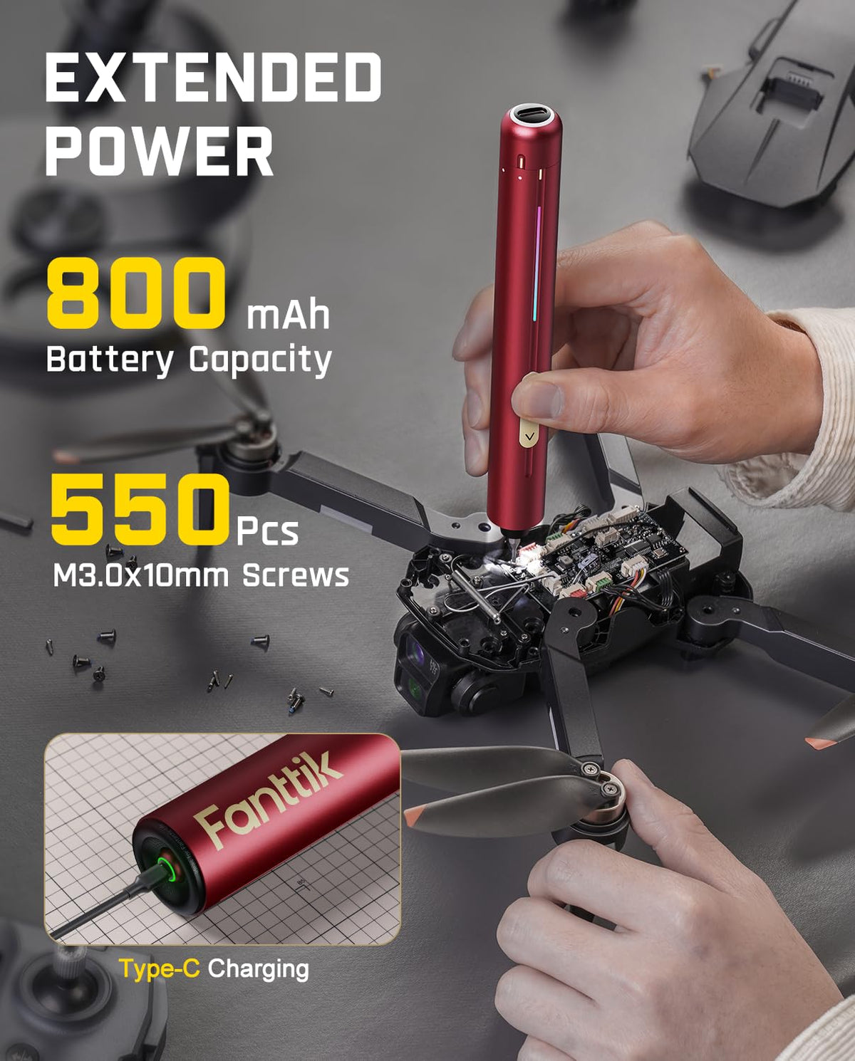 Fanttik E2 Ultra pry bar and tweezer for precise small-part handling.