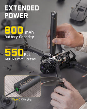Fanttik E2 Ultra 800mAh battery extends cordless repair sessions.