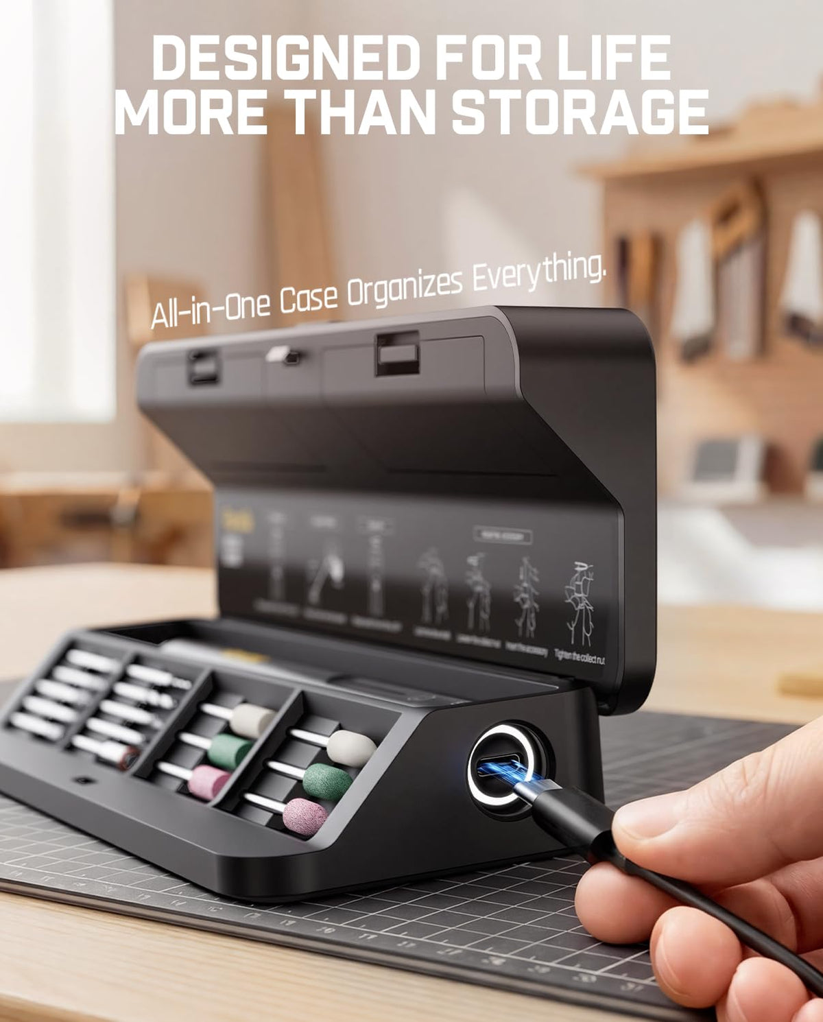 Fanttik F2 Master Kit magnetic compartments keep accessories tidy for faster projects.