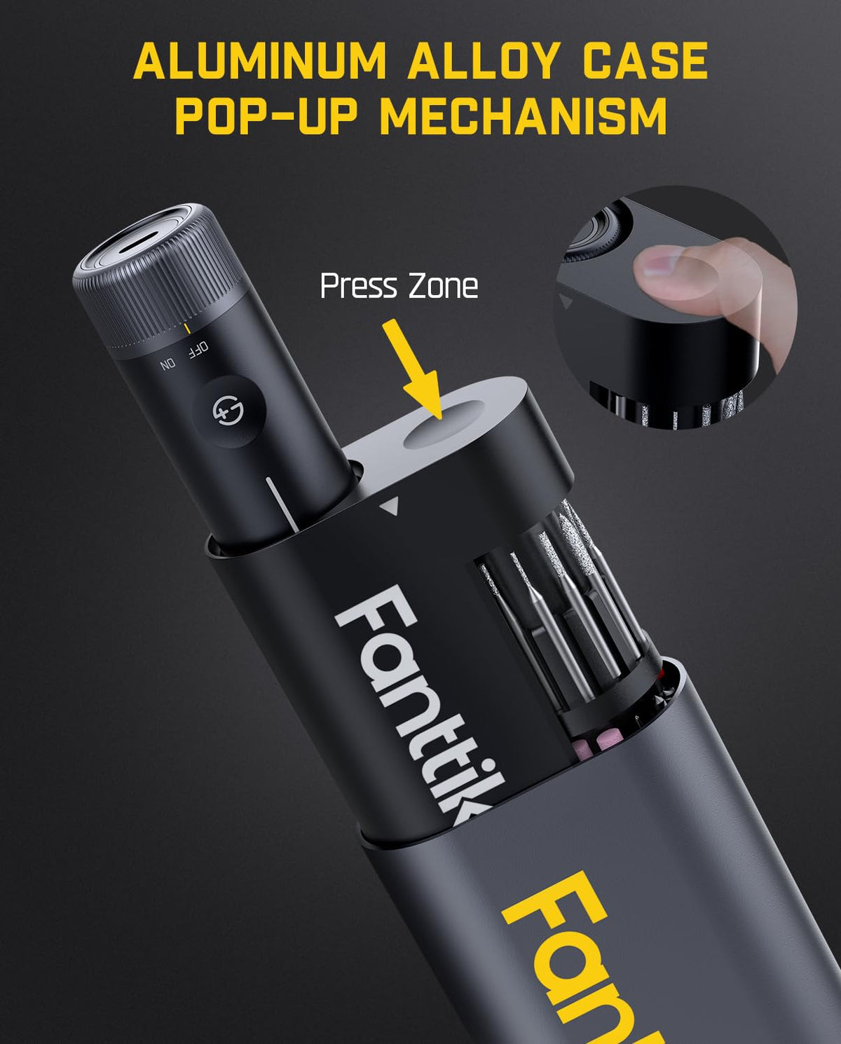 Fanttik F2 PRO ergonomic grip reducing hand fatigue during tasks.