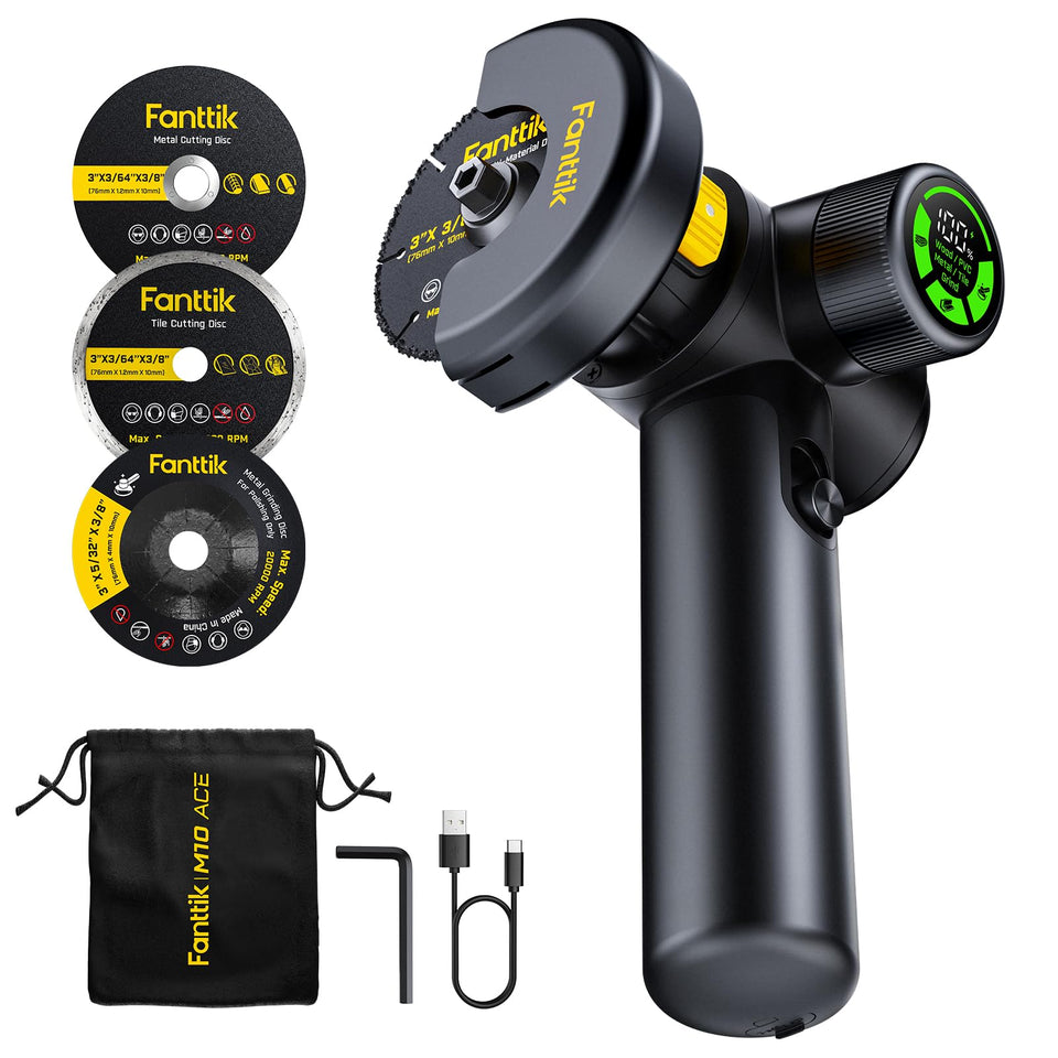 Fanttik M10 ACE cordless grinder shown in hand for precise, comfortable cuts.