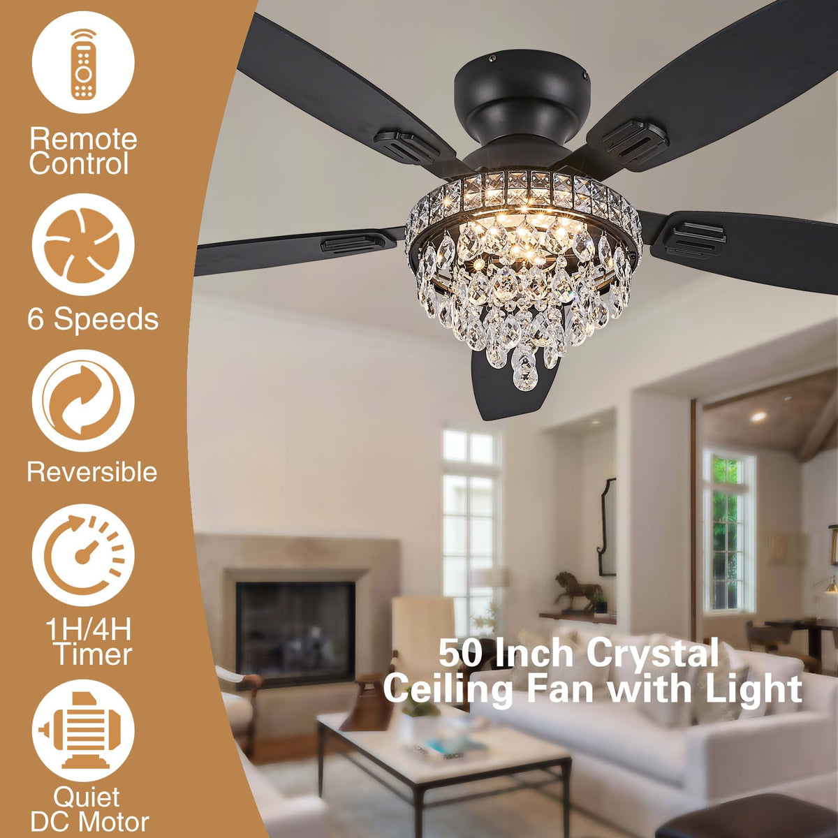 Fanyank flush mount ceiling fan showing space-saving design.
