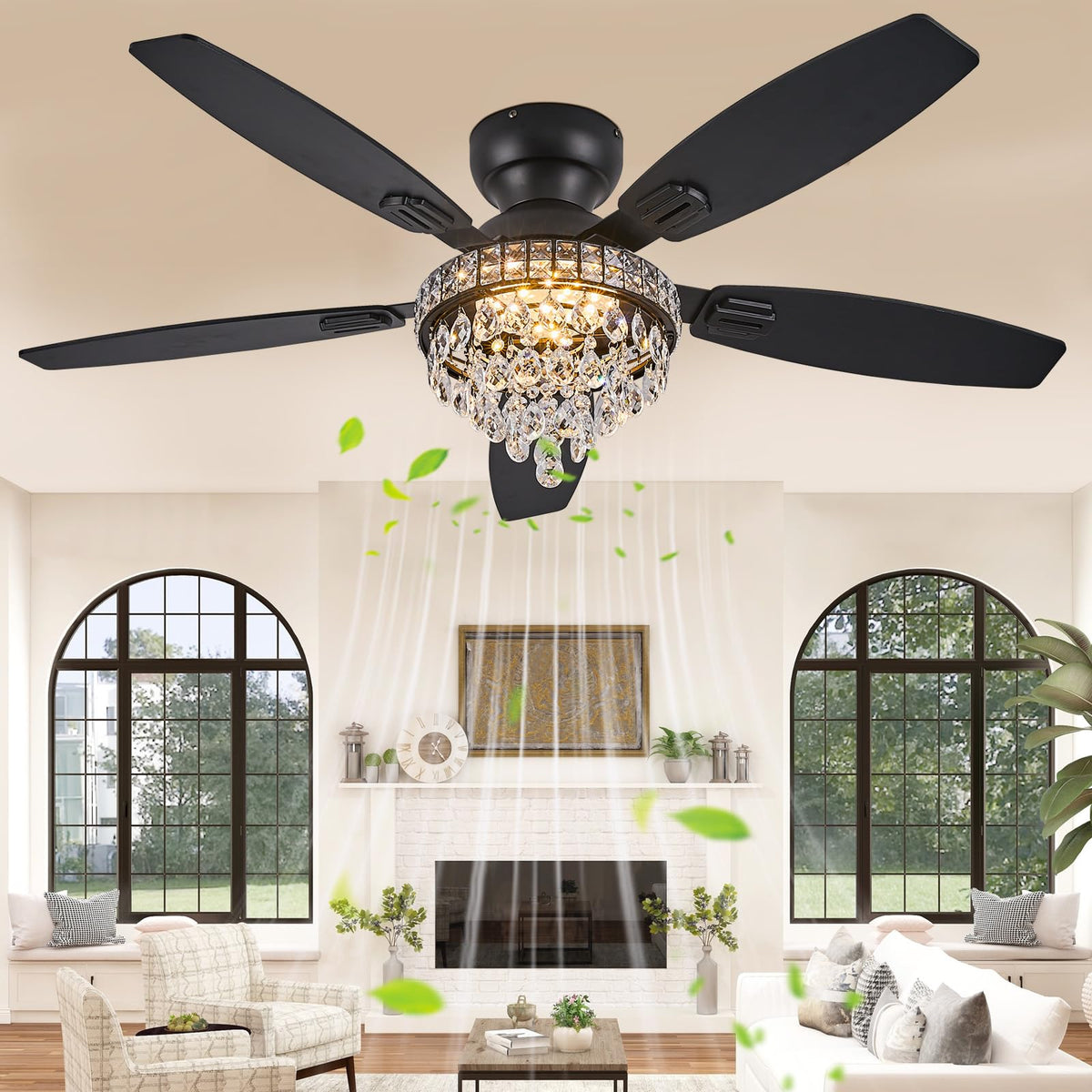 Fanyank wood dual-sided blades for room style flexibility.