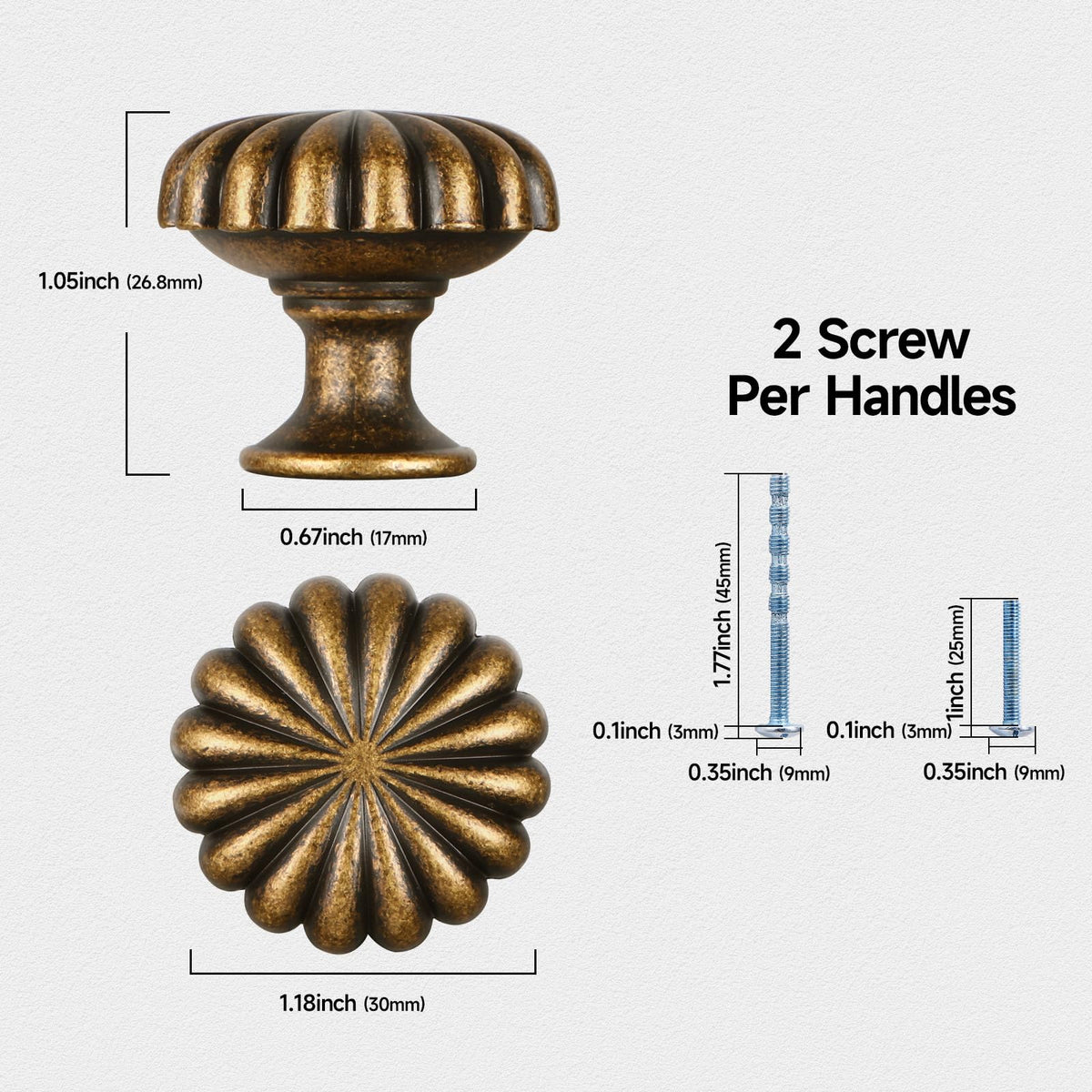 FAPUAL antique brass knob close-up shows durable zinc alloy finish
