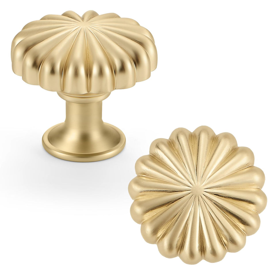 FAPUAL gold cabinet knob with floral design adds vintage charm to kitchen cabinets