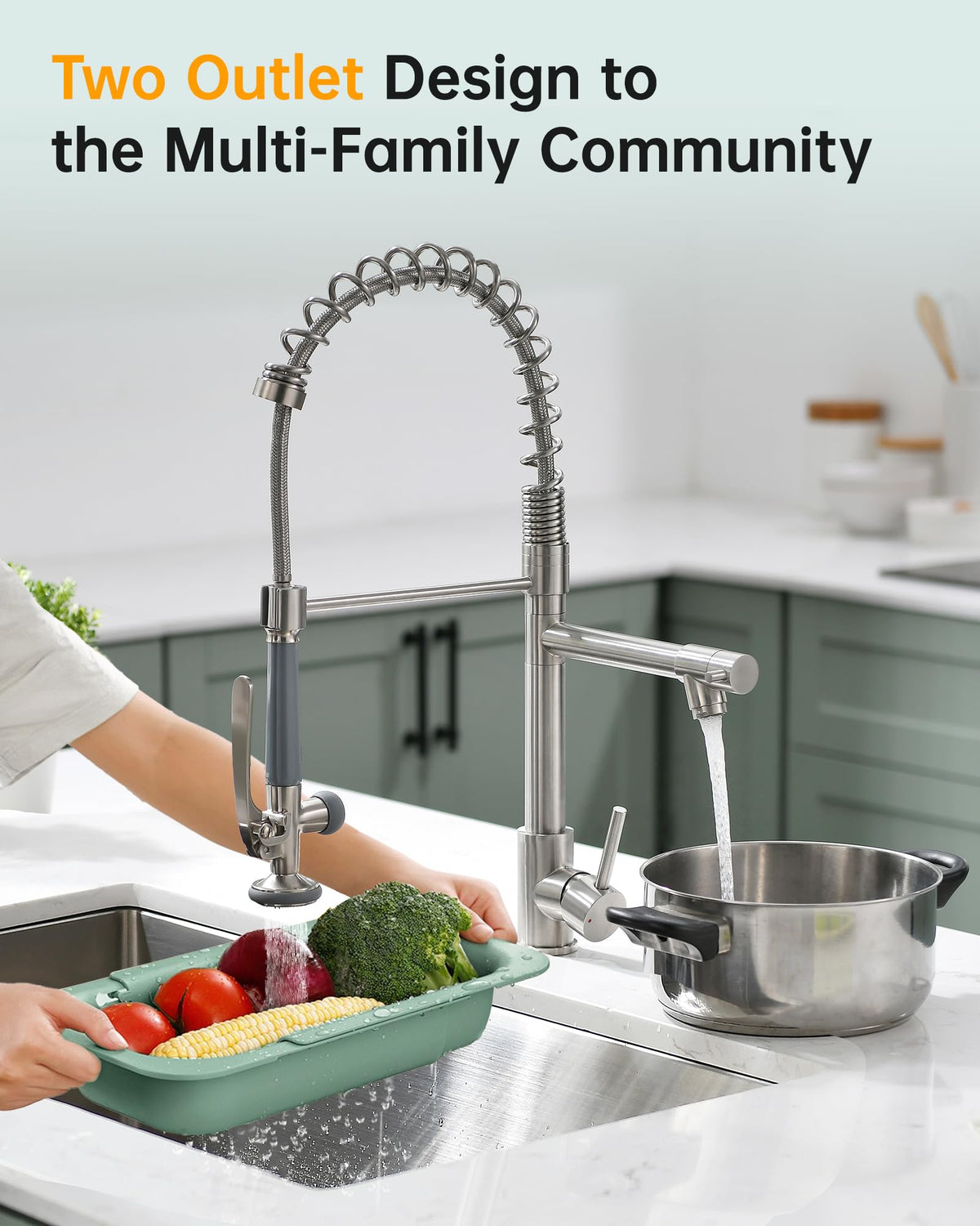 Fapully 360-degree swivel kitchen faucet enables full sink access for versatile tasks.