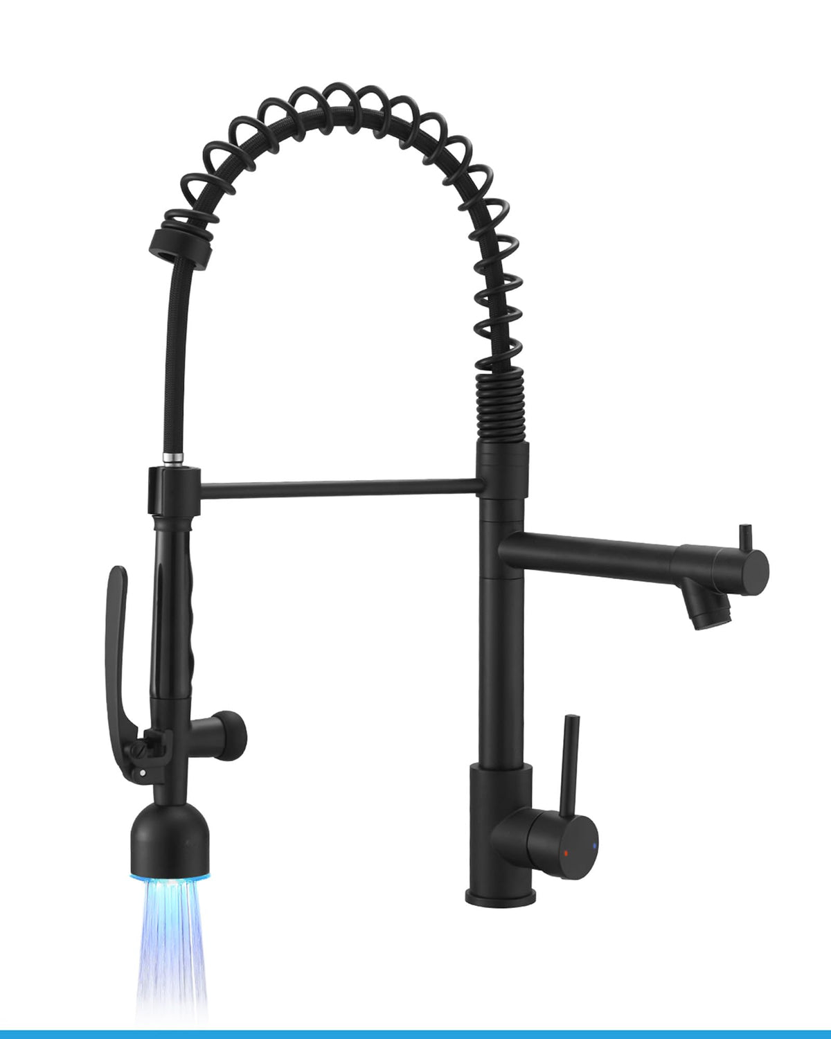 Fapully black kitchen faucet with pull-down sprayer for efficient cleaning and filling.