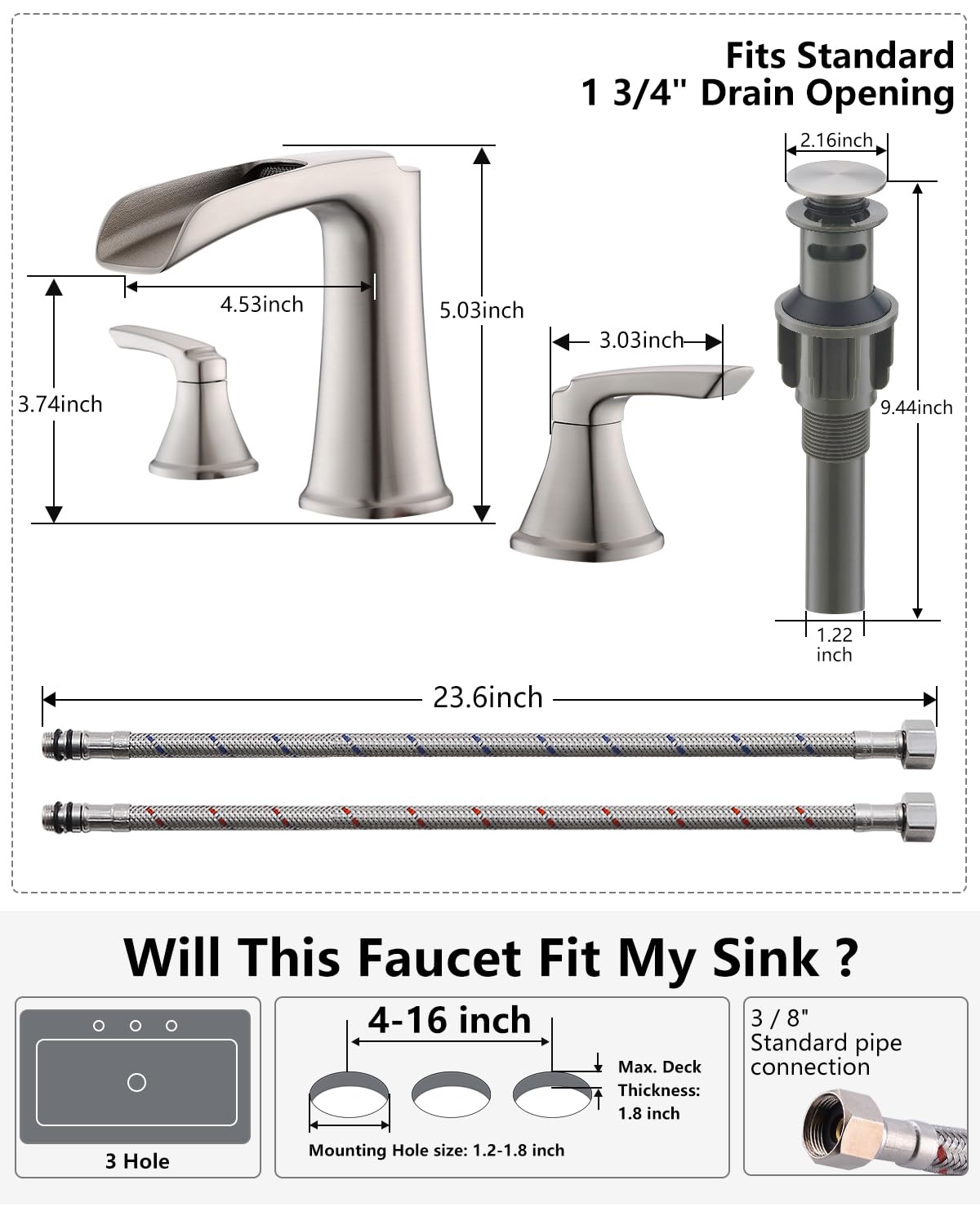Fapully easy DIY installation kit for bathroom faucet