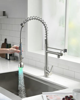 Fapully LED-lit kitchen faucet for modern use and night visibility