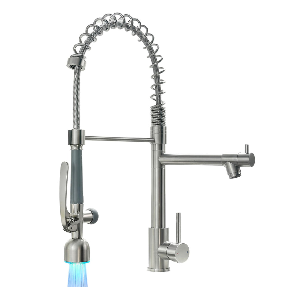 Fapully pull-down sprayer in brushed nickel for versatile kitchen tasks