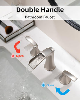 Fapully two-handle brushed nickel faucet provides precise temperature control