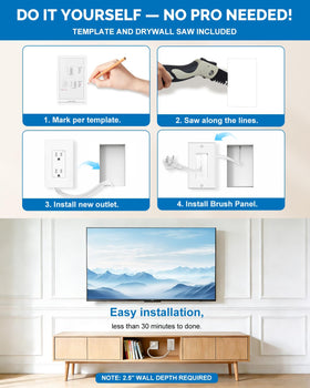 Farlaku dual outlet extender for wall-mounted TVs keeps power reachable.