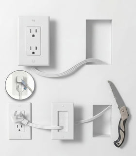 Farlaku in-wall kit with recessed outlet box for neat, safer wall wiring.