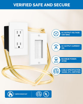 Farlaku in-wall wiring keeps cords hidden for a tidy room.