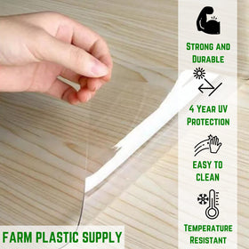 Farm Plastic Supply clear vinyl sheeting protects furniture surfaces with durable shielding.