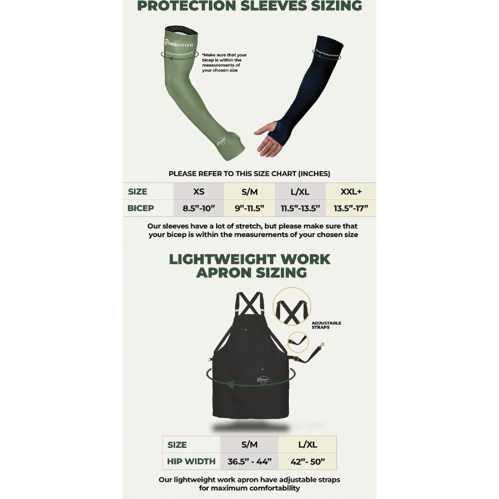 FARMER'S DEFENSE arm sleeves forest green worn for garden sun protection while working
