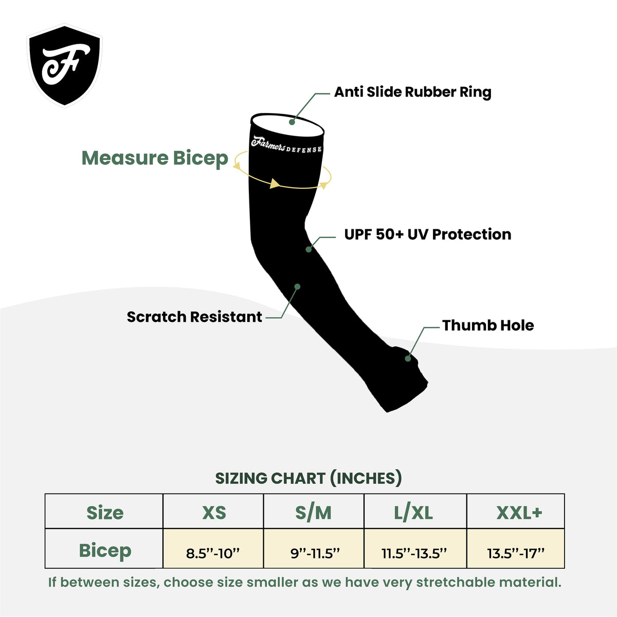FARMER'S DEFENSE arm sleeves use recycled fabric for eco-friendly outdoor wear.