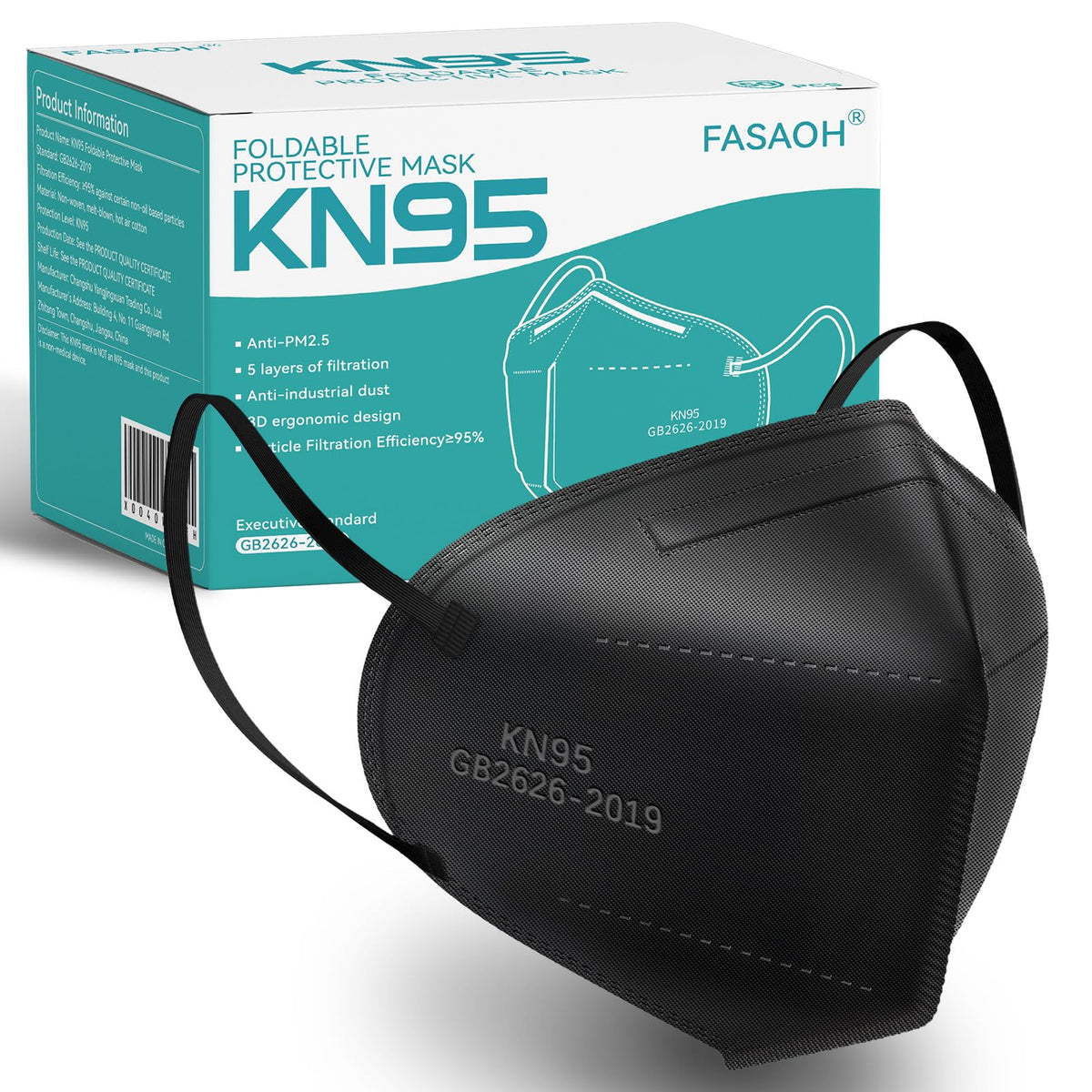 FASAOH KN95 face masks packaging for convenient on-the-go protection