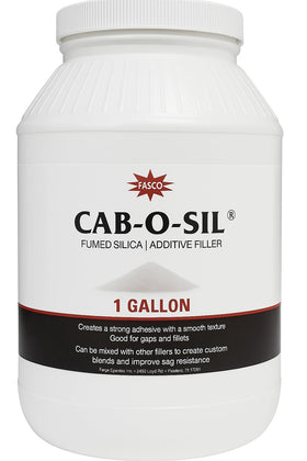 Fasco Epoxies Cabosil thickener powder in a gallon tub for viscosity control