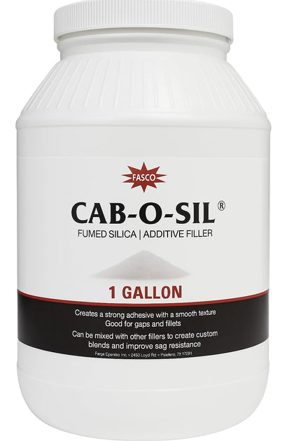 Fasco Epoxies Cabosil thickener powder in a gallon tub for viscosity control