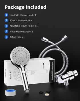 FASDUNT durable ABS body keeps the shower head lightweight yet sturdy.
