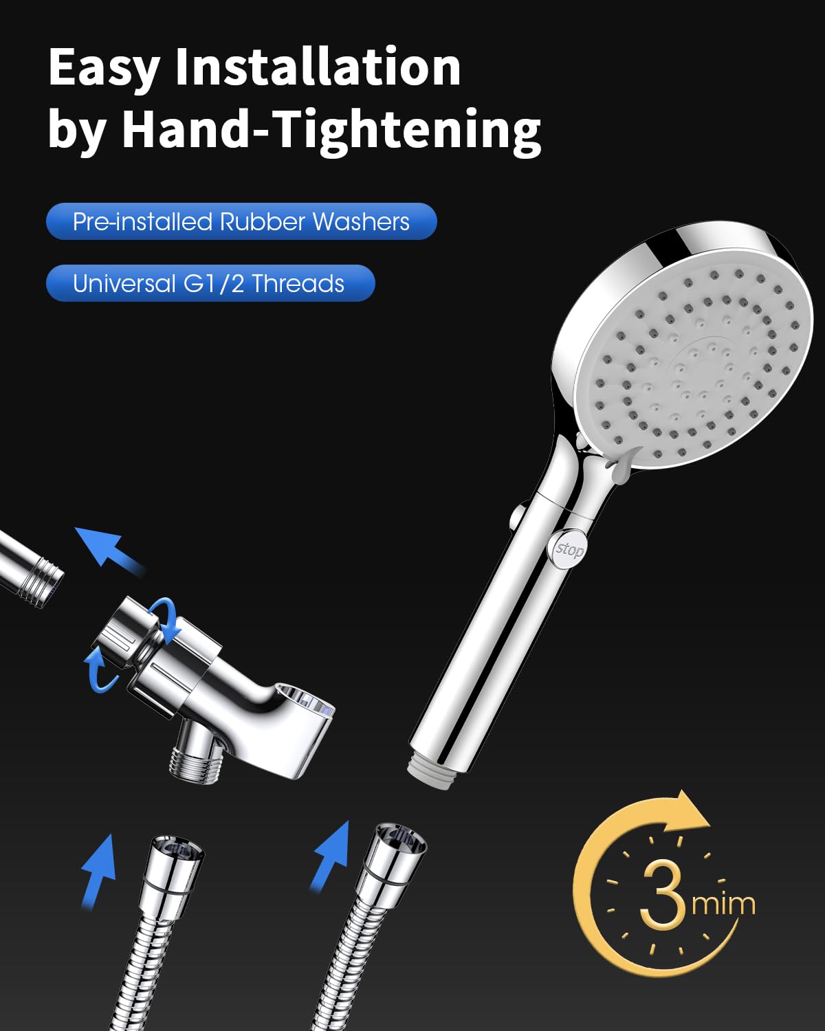 FASDUNT brass swivel joint enhances durability and leak resistance.