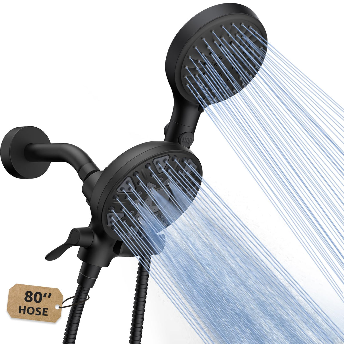 FASDUNT dual showerhead combo assembly showing both heads for flexible bathing setups.