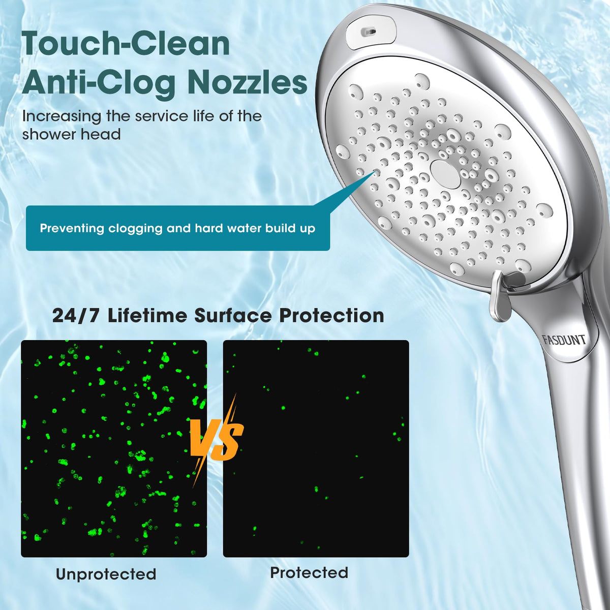 FASDUNT handheld shower detachable unit enables flexible bathing and targeted cleaning