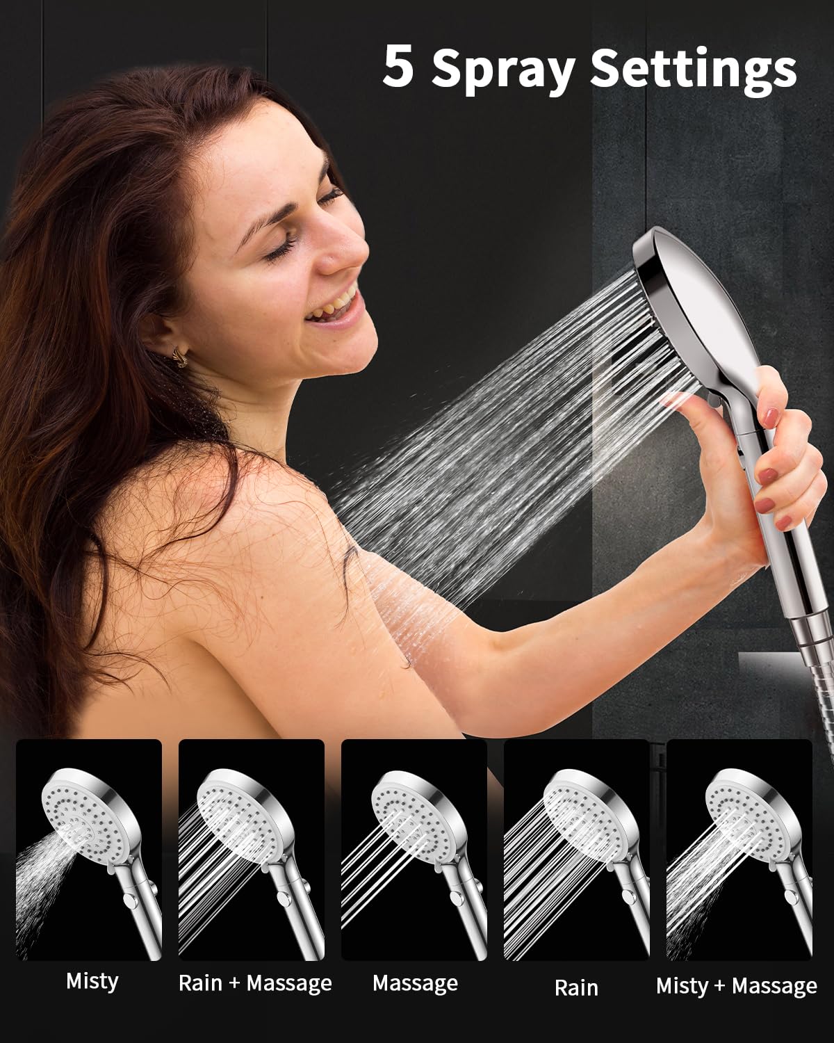 FASDUNT ON/OFF pause button enables safer seated bathing.