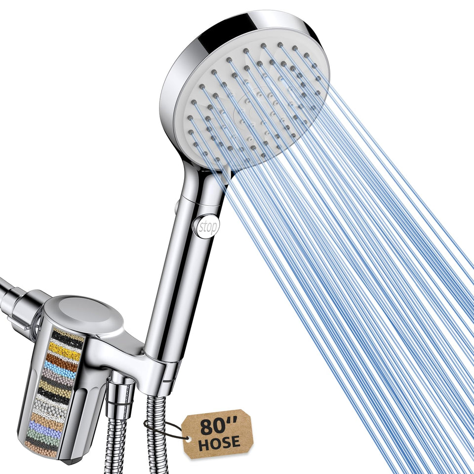 FASDUNT handheld shower head offers flexible control for targeted rinsing.