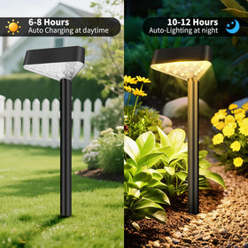 Easy installation with ground stakes; no wires needed