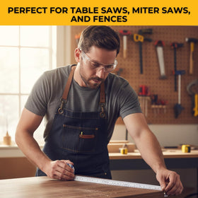 FastCap tape measure in use within a woodworking workflow to speed layout.