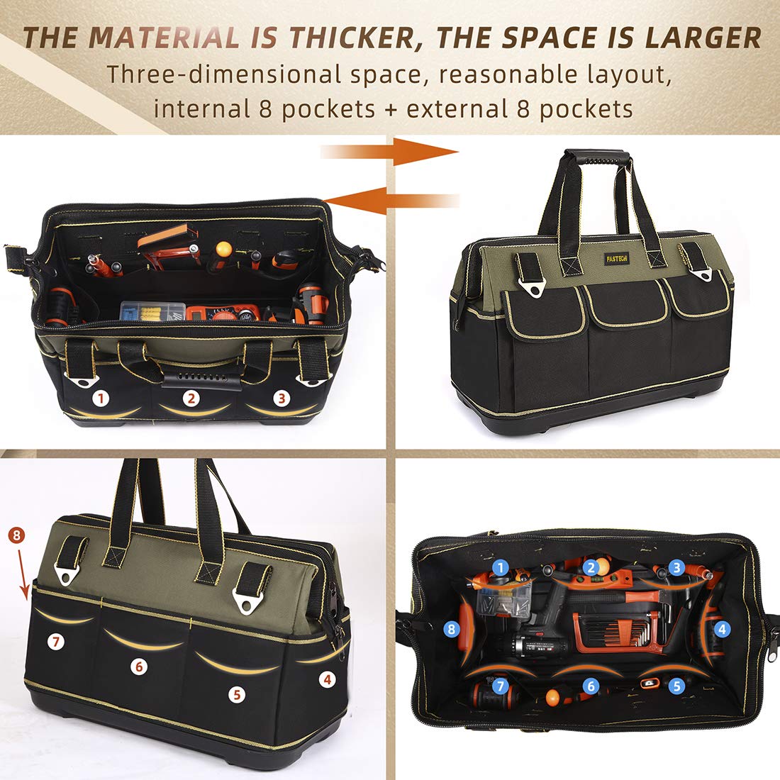 FASTECH bag with adjustable shoulder strap reduces shoulder strain during transport