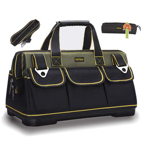 FASTECH 22-inch wide mouth bag top view shows roomy main compartment for tools