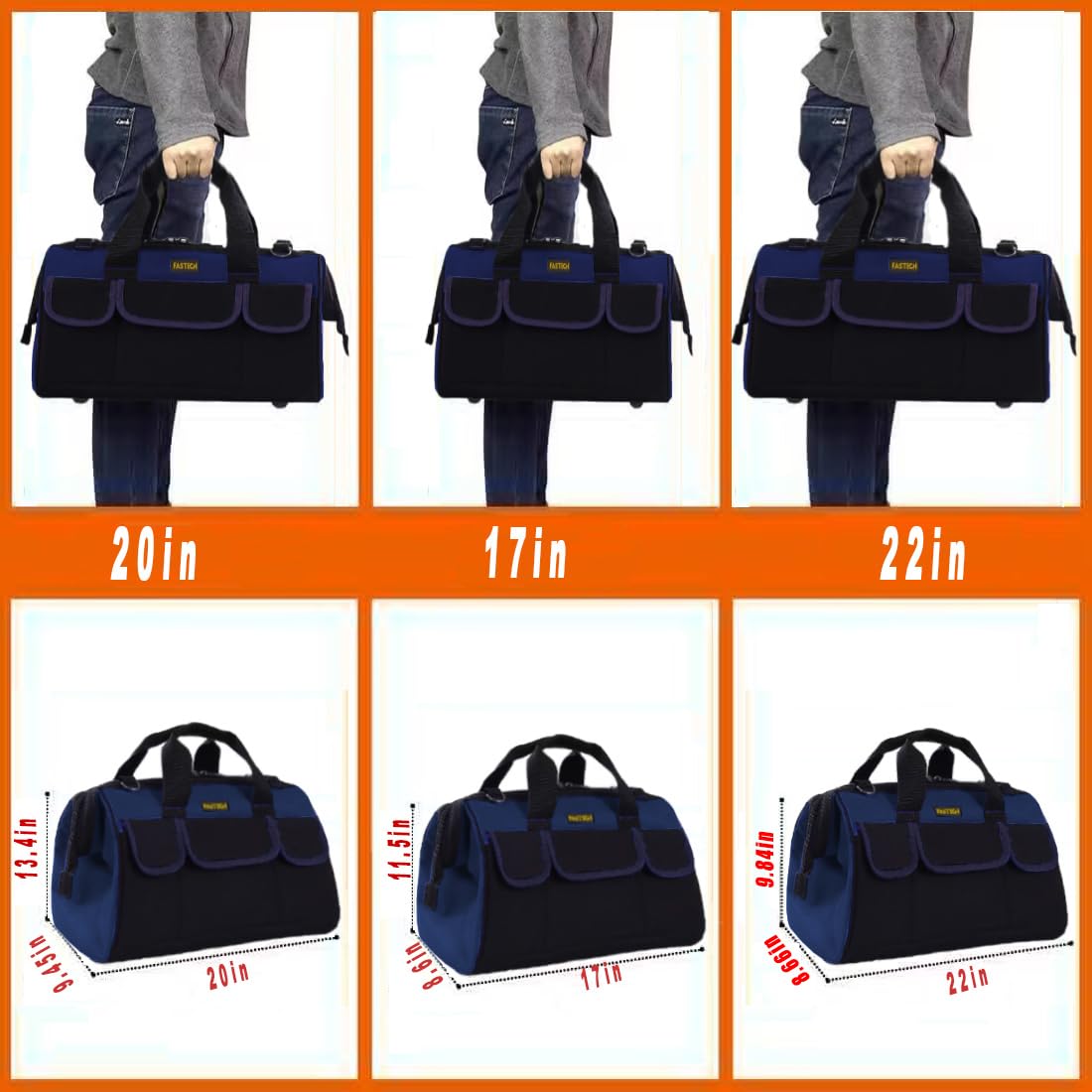 FASTECH comfortable carry with reinforced handle and adjustable strap for shoulder use.