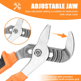 FASTORS 12-inch tongue-and-groove pliers gripping a pipe