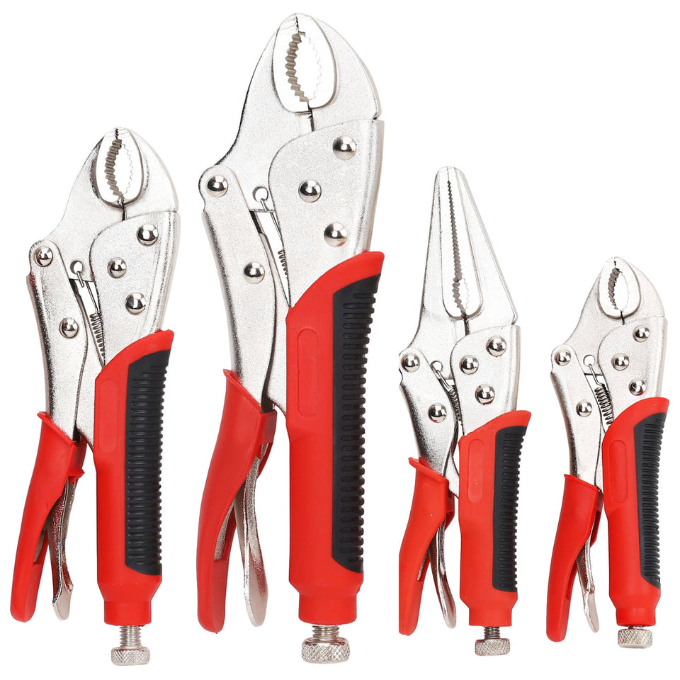 FASTPRO 4-piece locking pliers set demonstrates versatile gripping for home repairs.