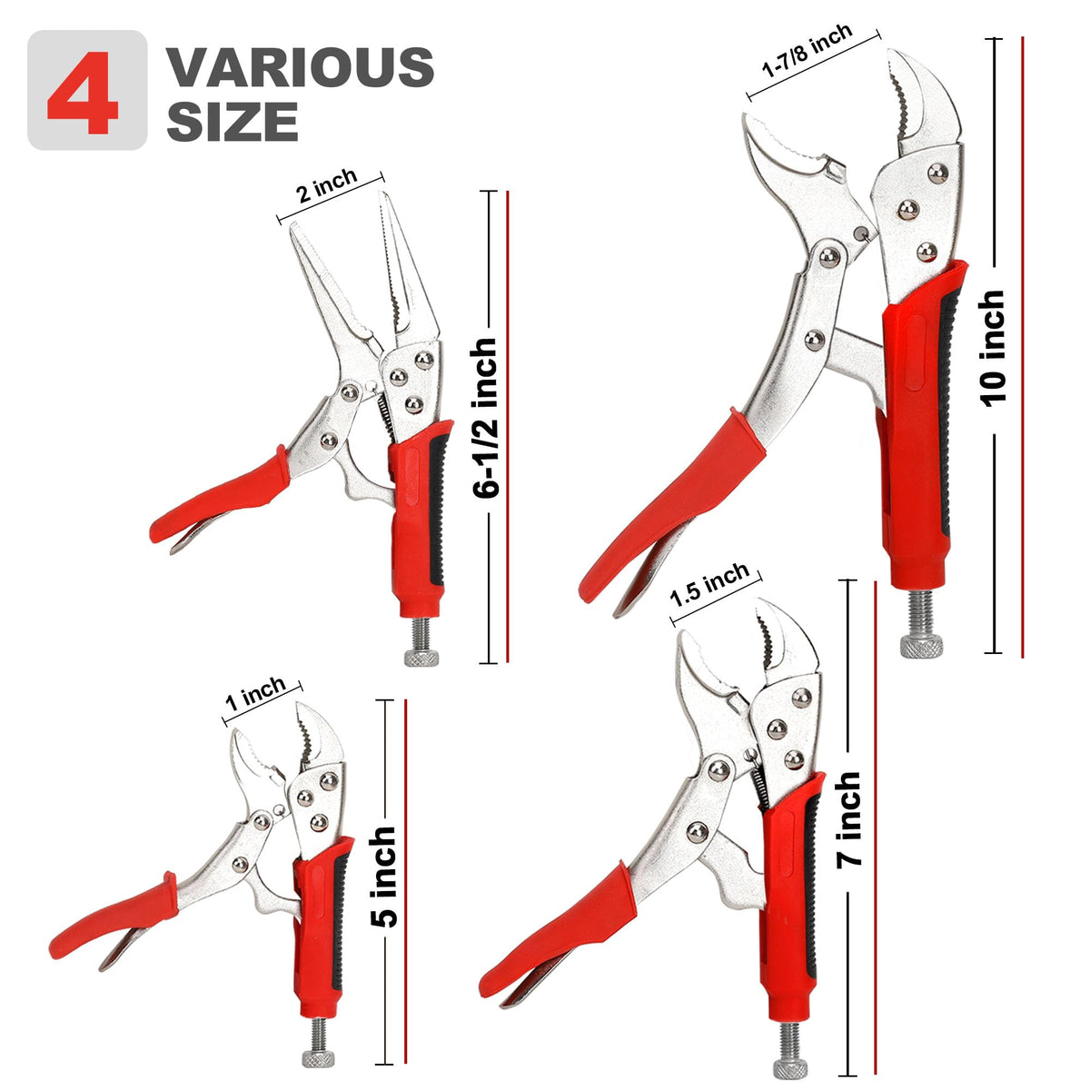 FASTPRO 5-inch curved jaw locking pliers offer precise reach in tight spots.