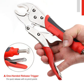 FASTPRO 6-1-2-inch long-nose locking pliers reach recessed areas securely.