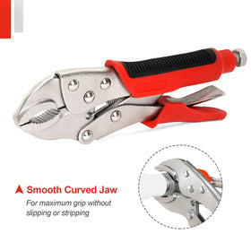 FASTPRO 7-inch curved jaw locking pliers handle heavy-duty clamping efficiently.