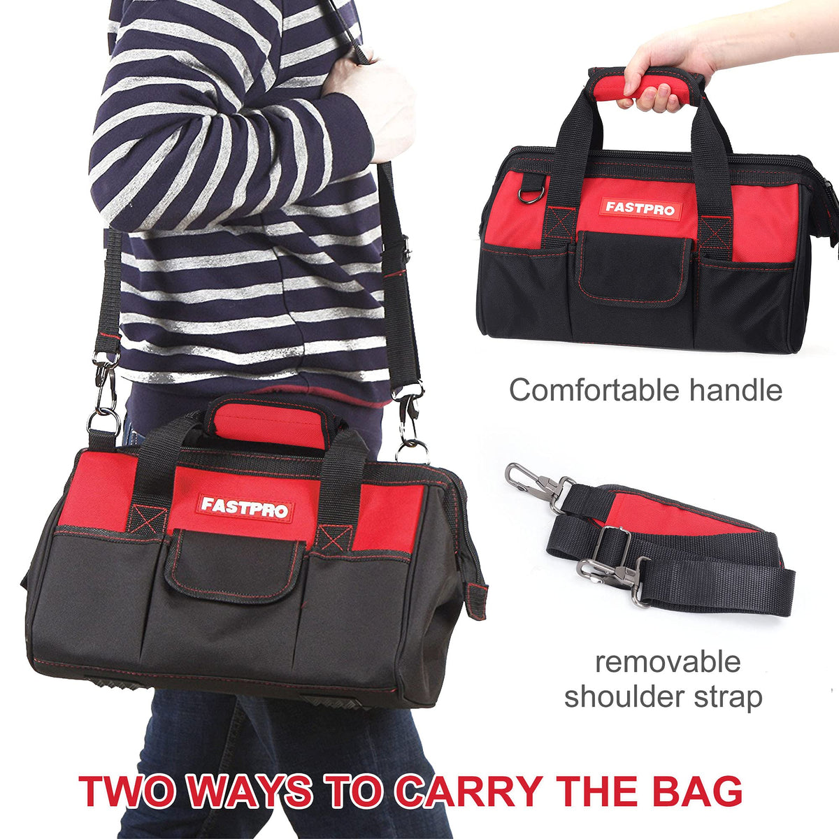 FASTPRO Adjustable Shoulder Strap enhances comfort during long wear.