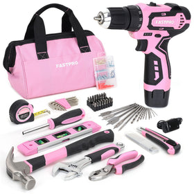 FASTPRO pink drill battery in action for versatile DIY tasks.