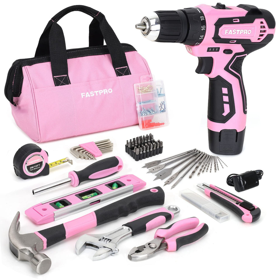 FASTPRO pink drill battery in action for versatile DIY tasks.