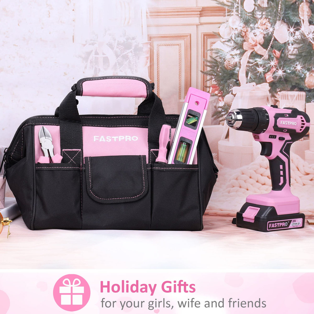 FASTPRO pink drill driver 20V in use for versatile tasks around the home