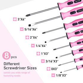 FASTPRO pink magnetic screwdriver tips close-up showing secure screw holding.