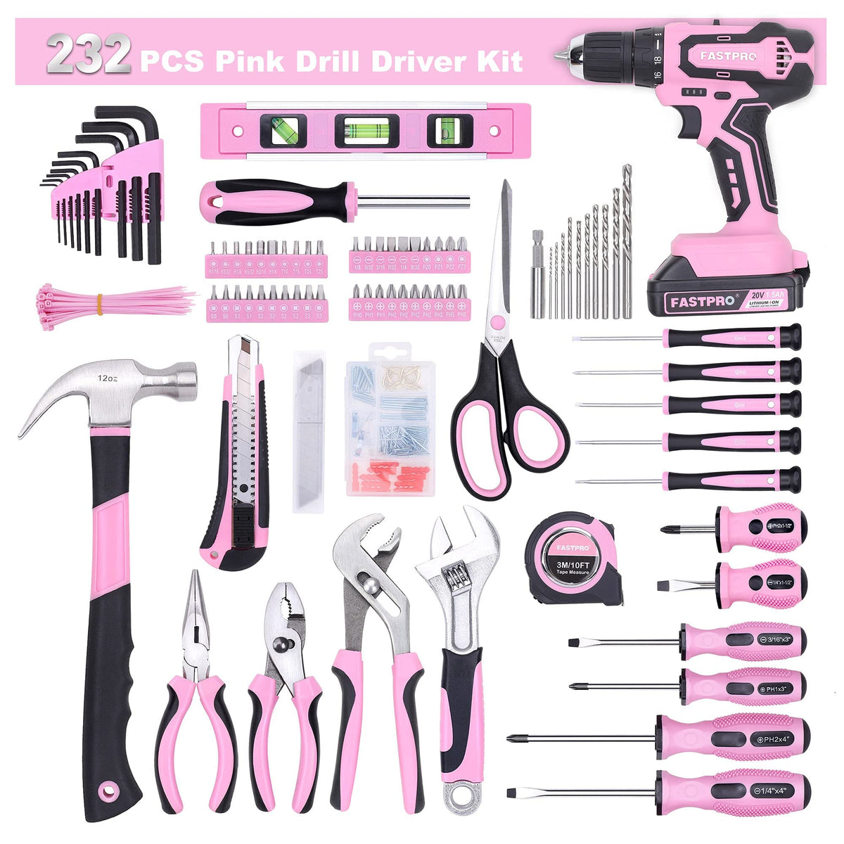 FASTPRO pink 12-inch storage bag keeping tools organized and portable