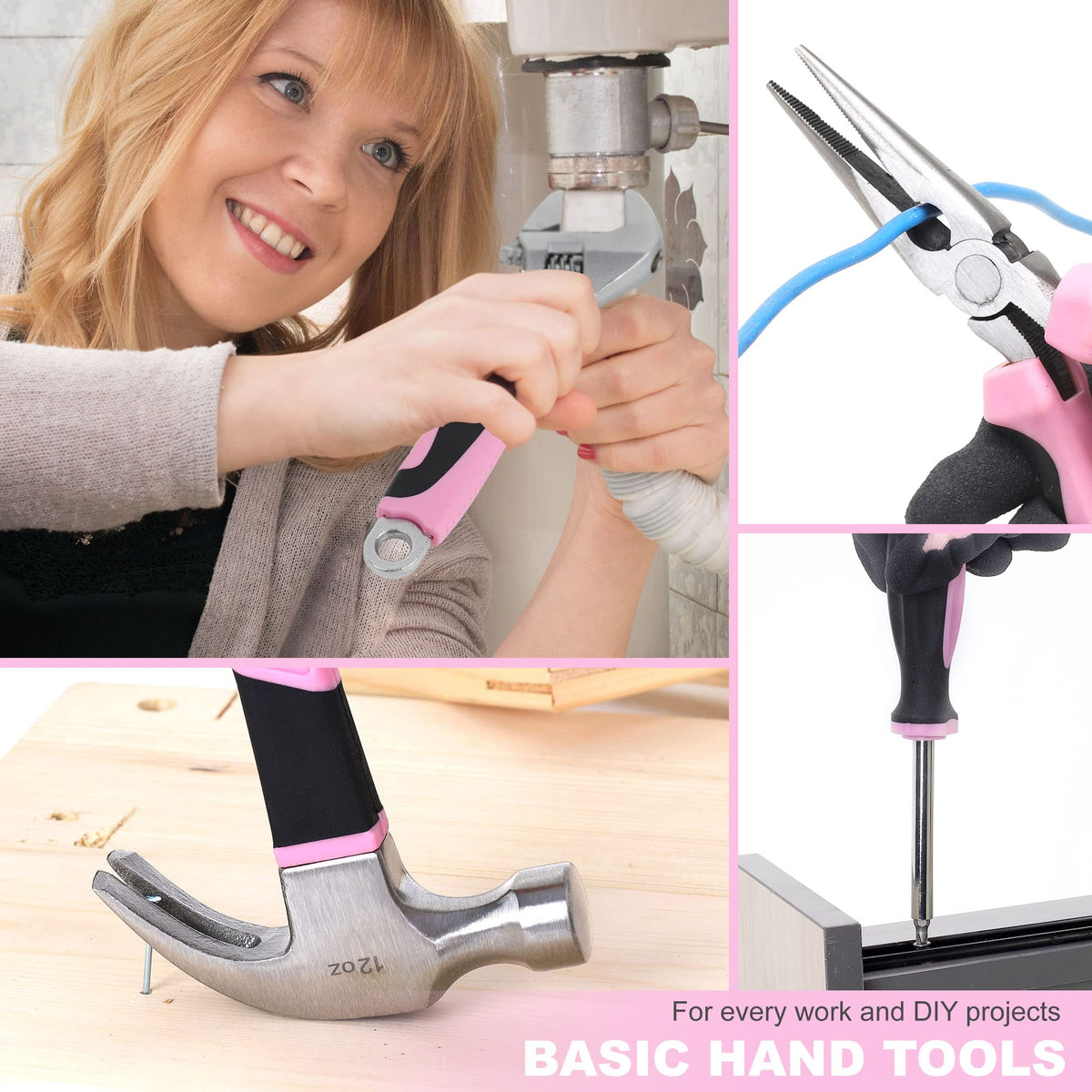 FASTPRO Pink Tool Set magnetic screwdriver holder keeps bits organized