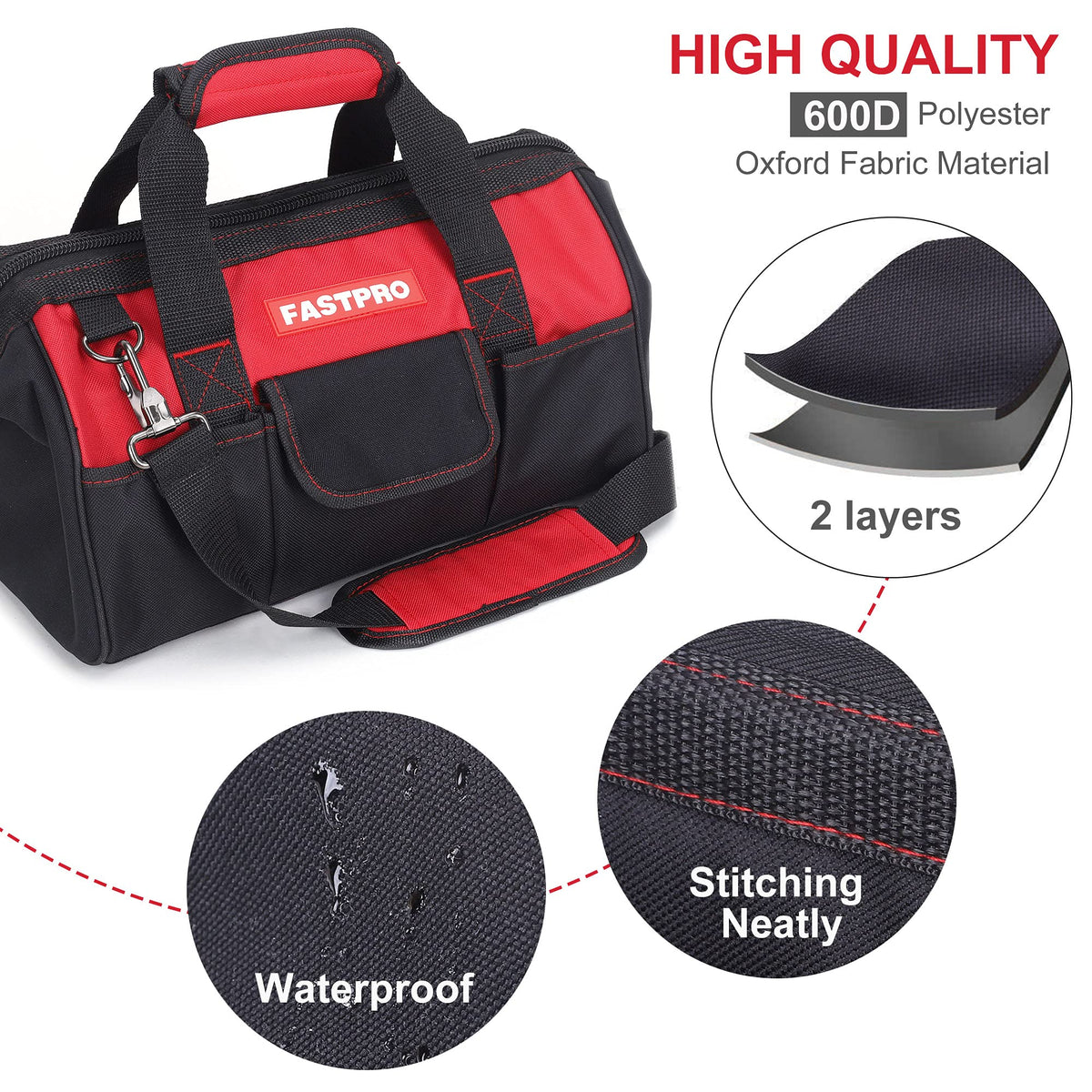 FASTPRO Wide-Mouth Opening Design enables quick tool reach and efficient packing.