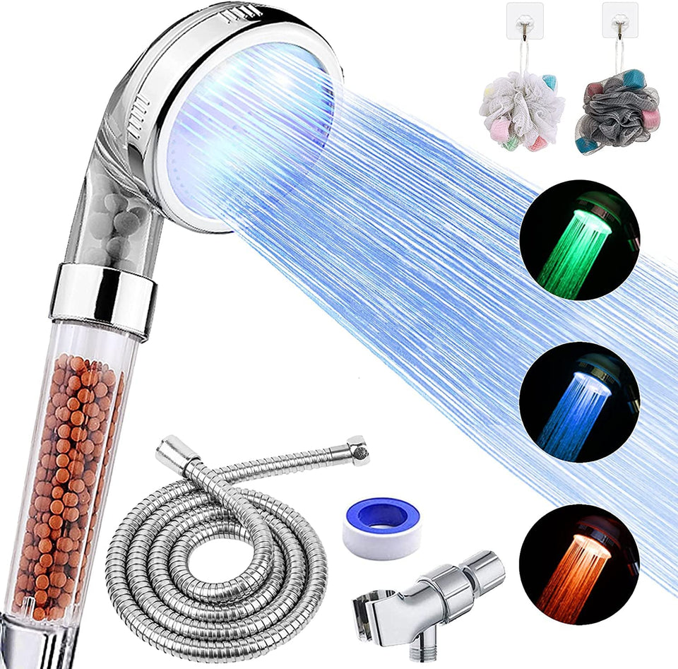 FASTRAS LED shower head handheld delivers high-pressure spray with filtered water.
