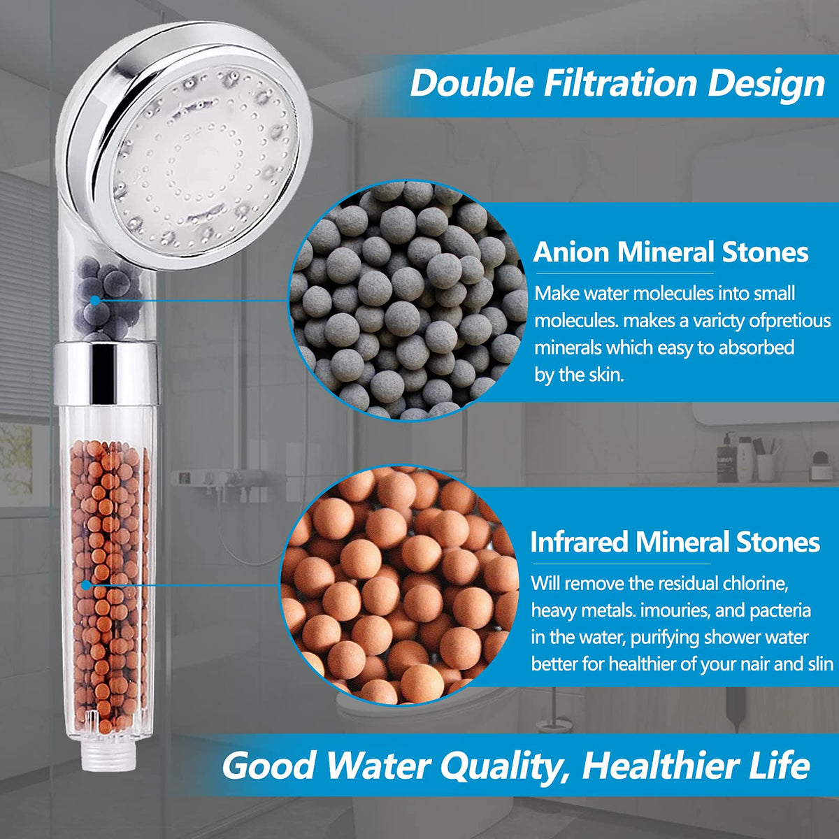 FASTRAS LED shower head holder keeps the unit secure during use.